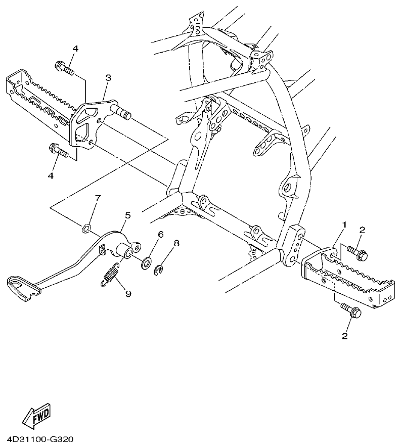 Yamaha 250RAP STAND & FOOTREST parts diagram
